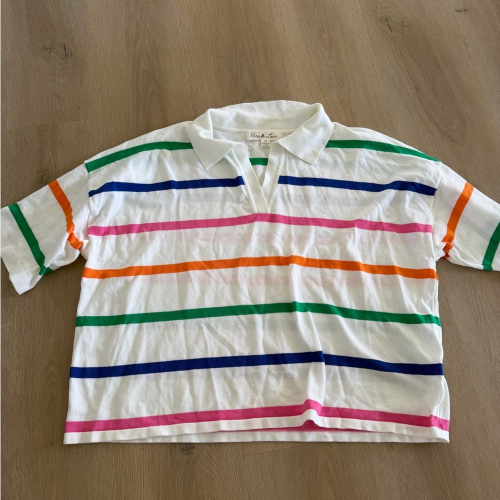 Colorful stripe vine & love top